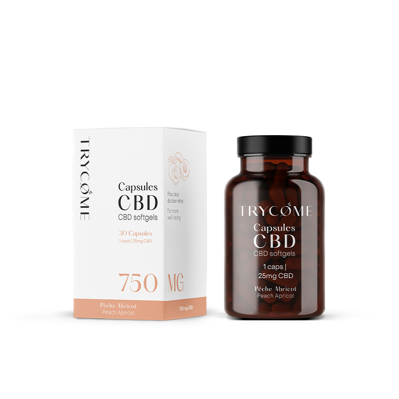 CAPSULES PÊCHE ABRICOT AU CBD 5% 25MG CBD - trycome.fr | CBD de haute qualité