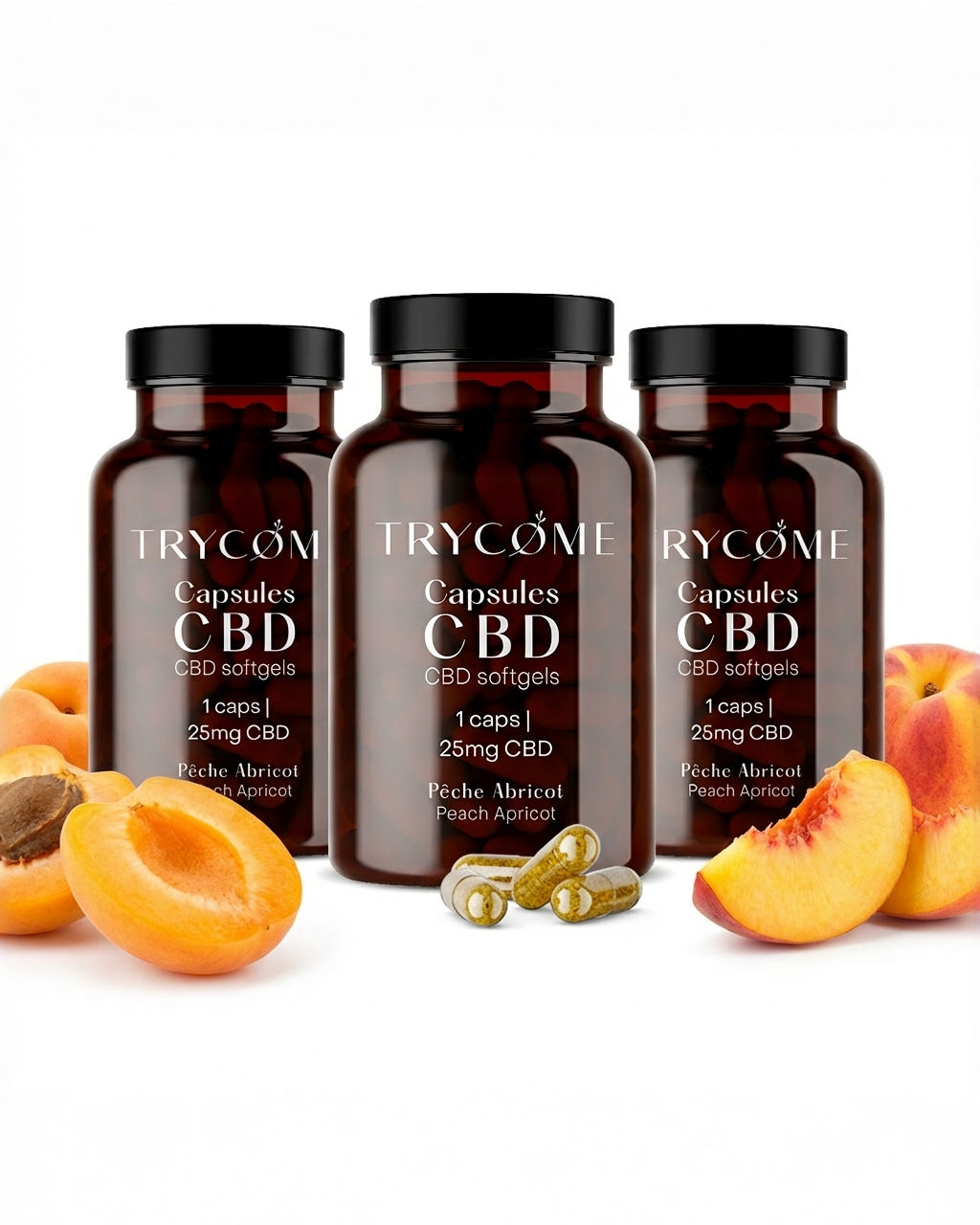 Capsules CBD Saveur Pêche-Abricot - trycome.fr | CBD de haute qualité