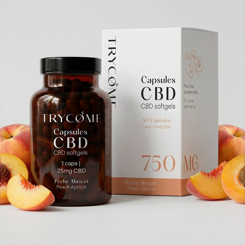 Capsules CBD Saveur Pêche-Abricot - trycome.fr | CBD de haute qualité
